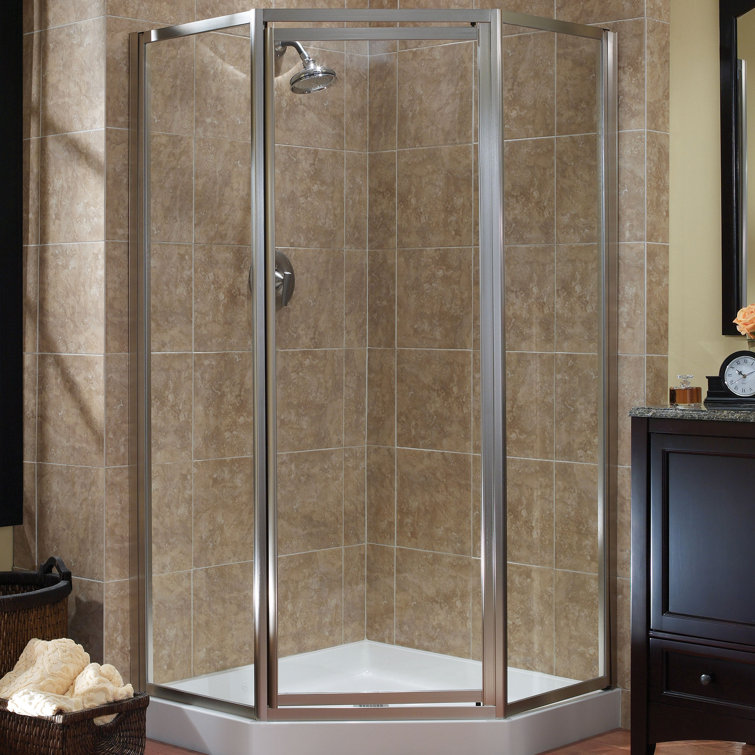 Hazelwood Home Chase 70" H Framed NeoAngle Hinged Shower Enclosure
